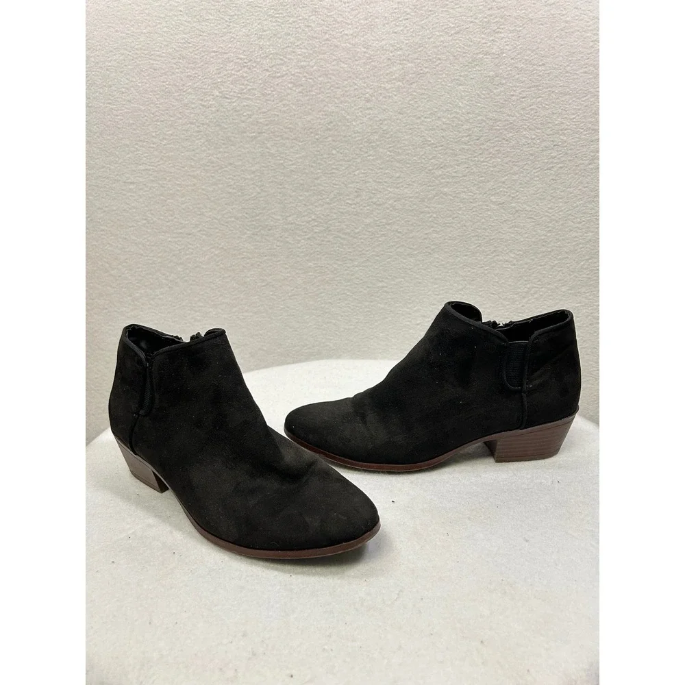 Circus‎ by Sam Edelman Ankle Boots Women Black Faux Suede Low Block Heel Booties